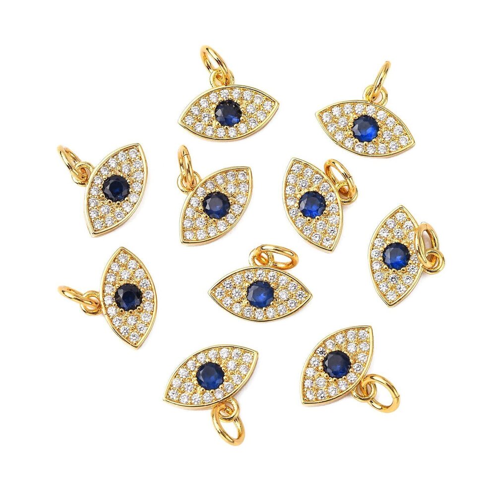 7487 10 pcs 18K Gold Plated Micro Pave Cubic Zirconia CZ Stone Cubic
